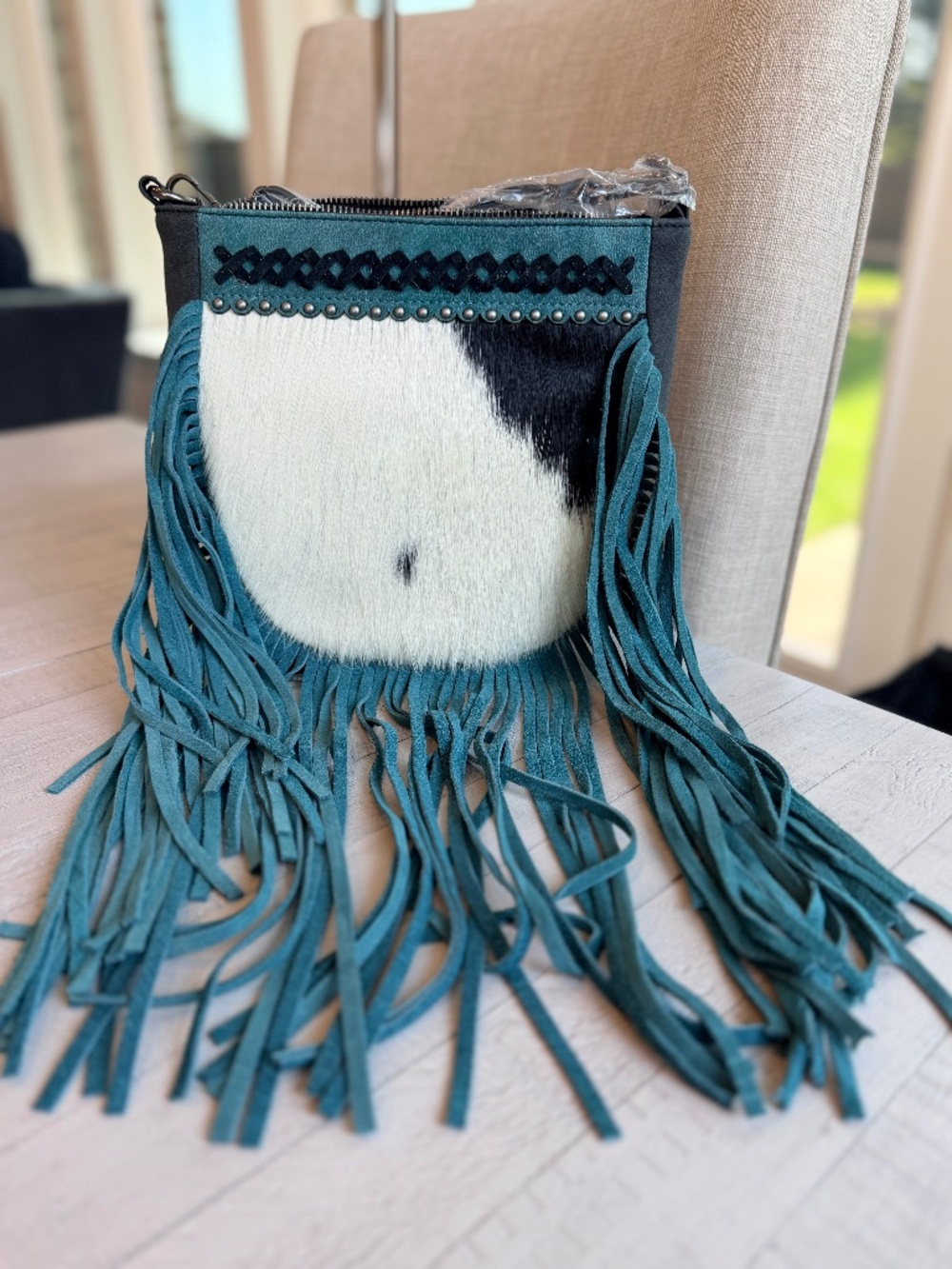 Trinity Ranch Hair-On Cowhide Fringe Crossbody Bag - Black